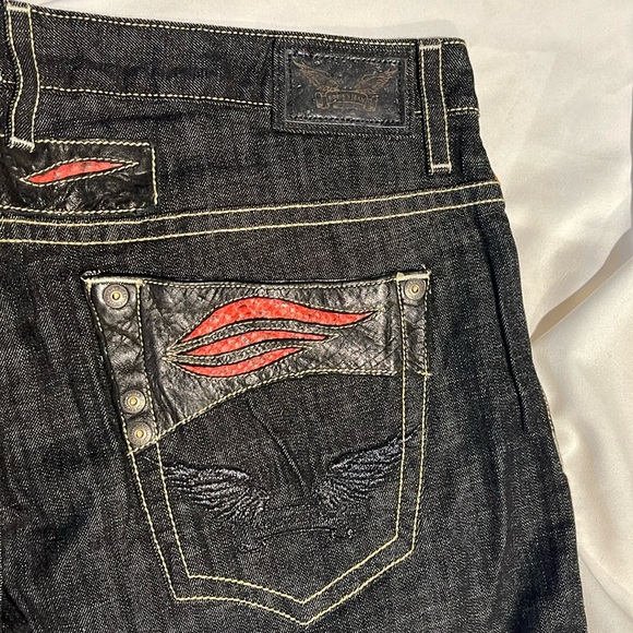 Men Robins Jeans Black Wash Red Viper Leather size 40 - Picture 4 of 10